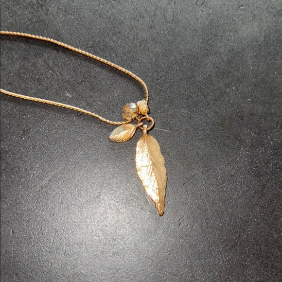 Banana Republic Factory Gold Necklace with Leaf Pendant - Picture 2 of 3